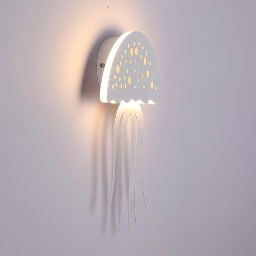 White jellyfish-shaped LED wall light - vue 3 sur 7