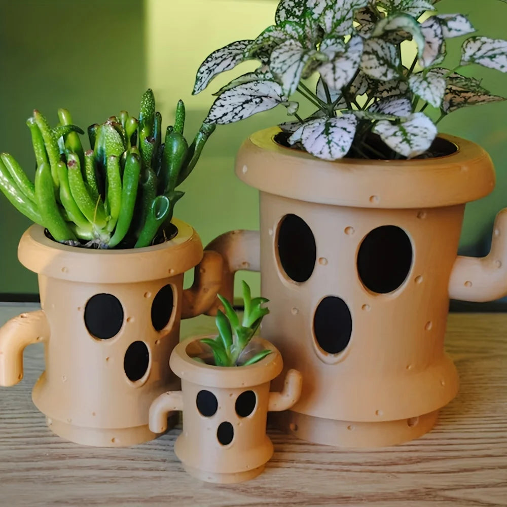 Cute Succulent Planter, Desk Decor, Gyroid Gift, Air Plant Pot, Cute Planter Pot Desk pen holder