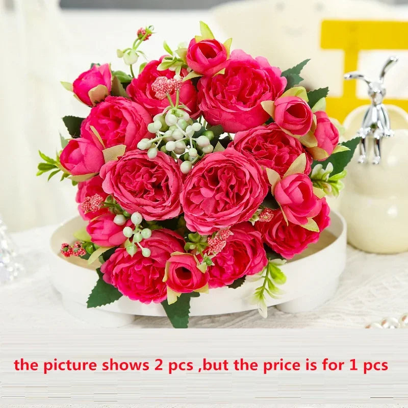 Artificial silk peonies for elegant and refined décor - vue 7 sur 15