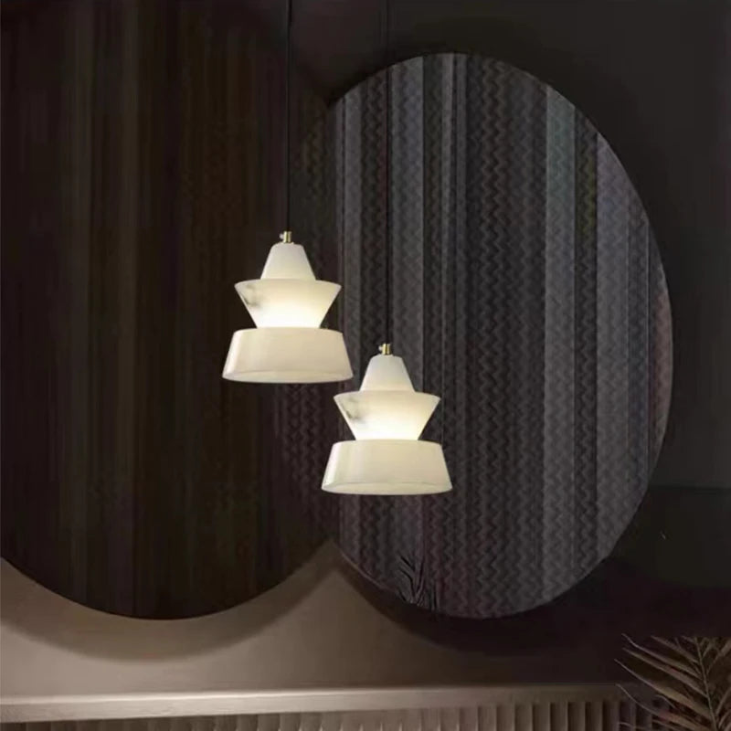 Small modern Spanish natural marble pendant light LED 2023 for dining room or restaurant