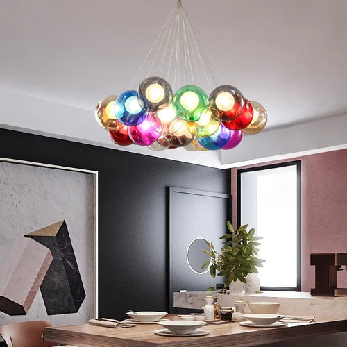 Modern bubble glass LED chandelier for shops - vue 5 sur 14