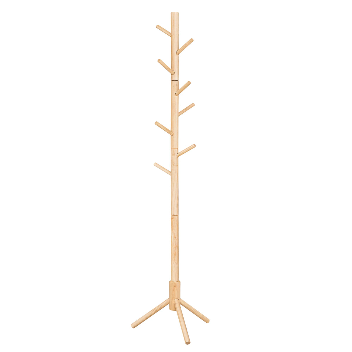 VASAGLE Standing Coat Rack, Solid Wood Coat Rack, Tree-Shaped Coat Rack with 8 Hooks, 3 Height Options, for Clothes, Hats, Bags - vue 8 sur 8