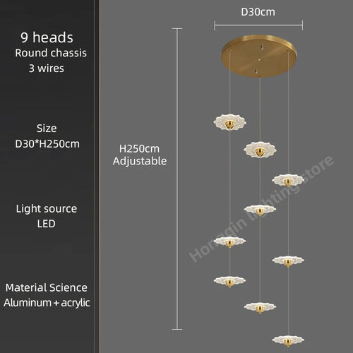 Modern LED chandelier for decorative indoor lighting - vue 17 sur 26
