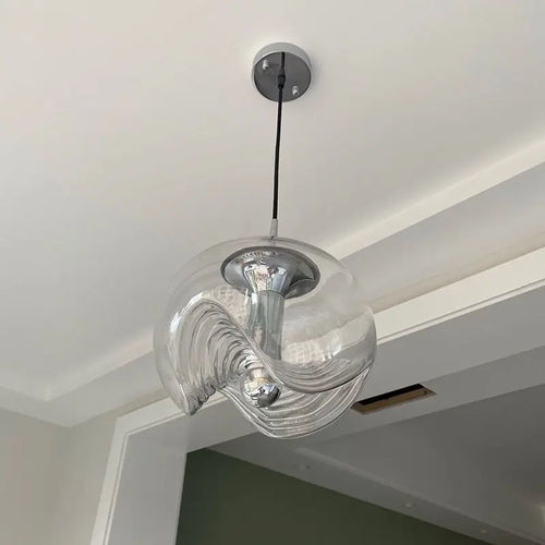 Bauhaus glass ceiling light with modern water ripple LED - vue 6 sur 12