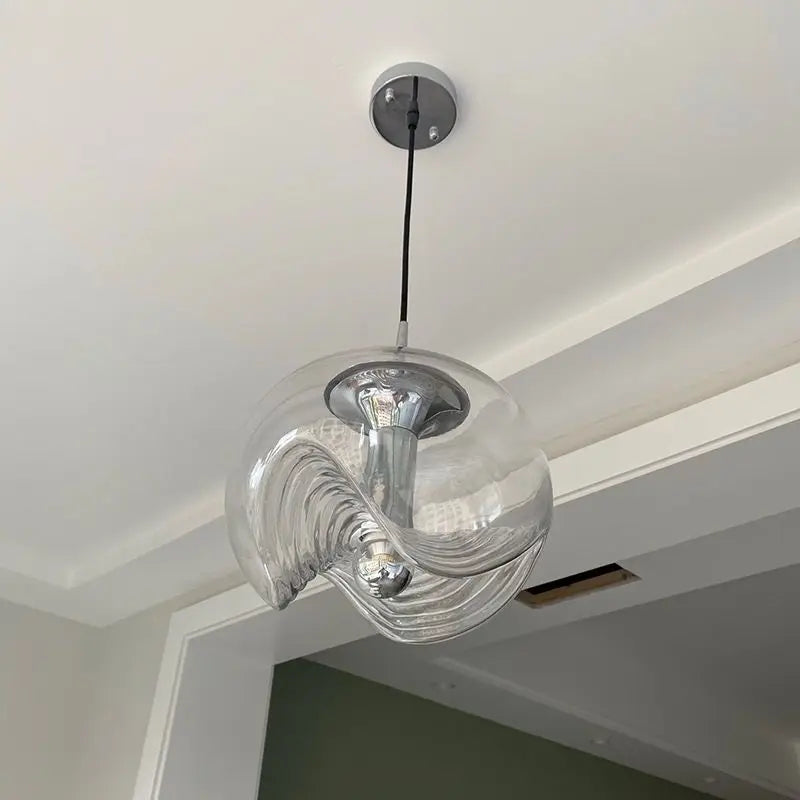 Bauhaus glass ceiling light with modern water ripple LED - vue 5 sur 12