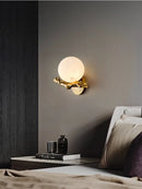 Marble and copper wall light decorative LED lamp