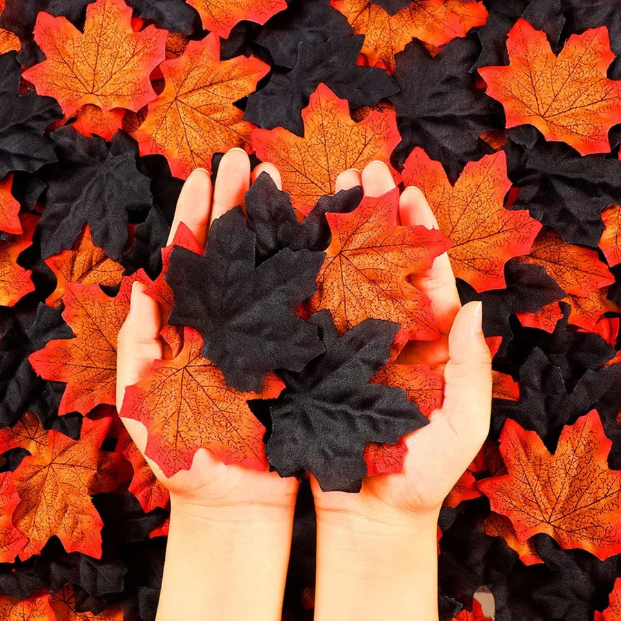 Set of 50 artificial maple leaves for autumn decorations