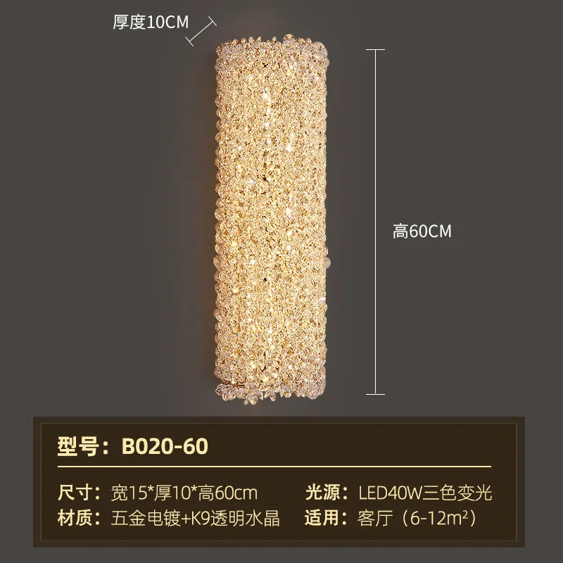 Luxury crystal wall light post-modern design for villa - vue 8 sur 10