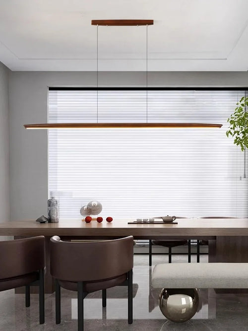 Elegant dimmable wooden chandelier for modern interior lighting - vue 6 sur 15