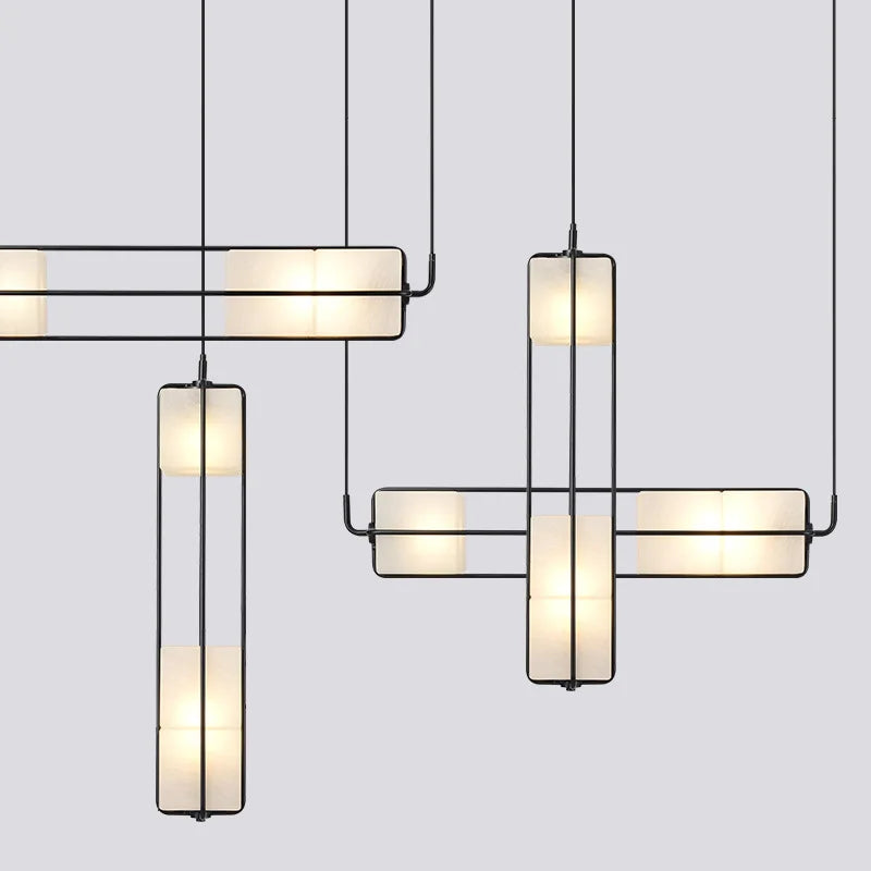 Art Deco glass and metal chandelier for hotel