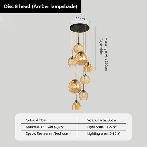Modern glass pendant light for decorative indoor lighting - vue 9 sur 22