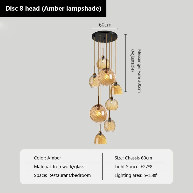 Modern glass pendant light for decorative indoor lighting - vue 8 sur 22