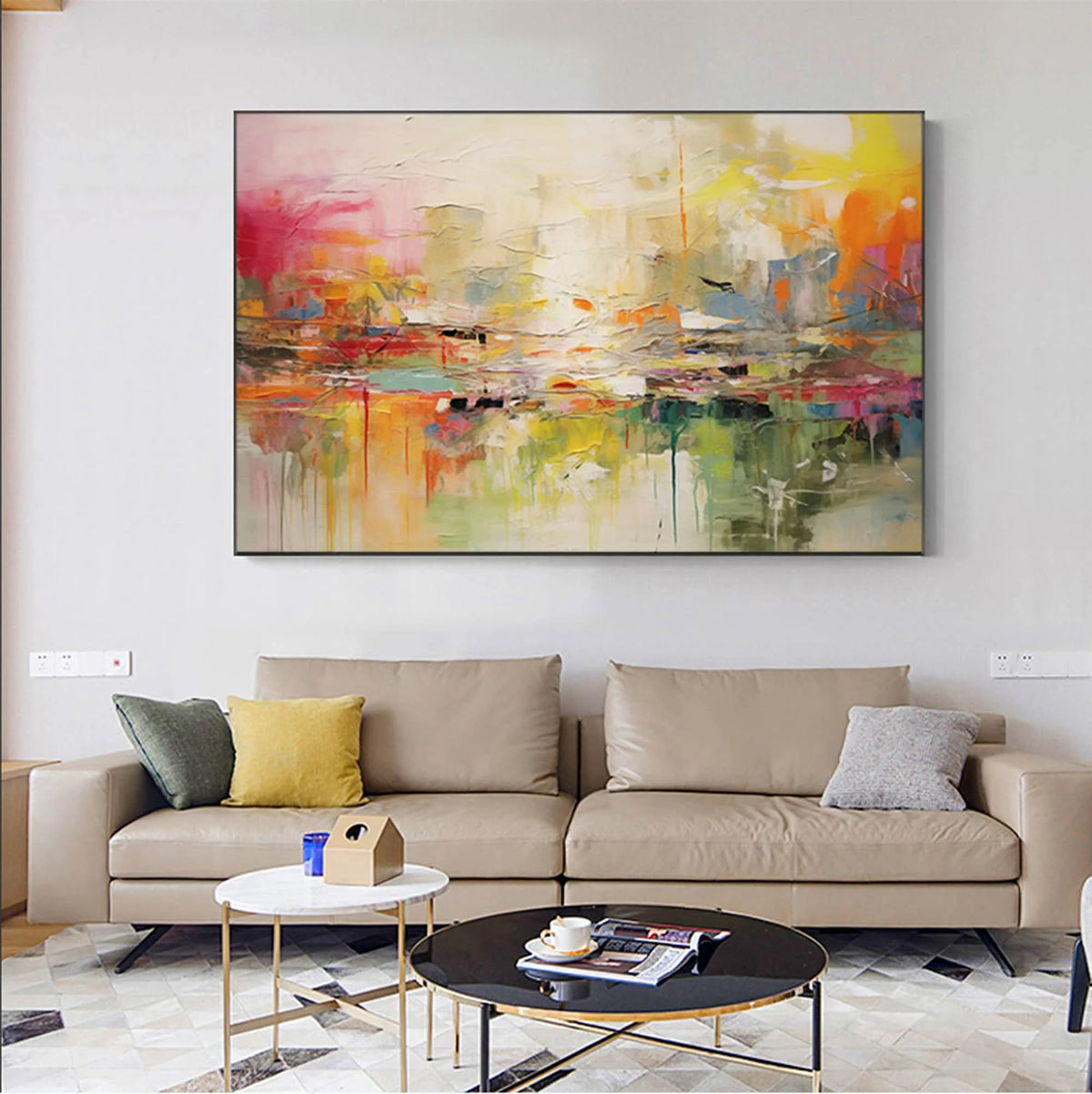 large hand painted abstract wall painting for home decor - vue 3 sur 7