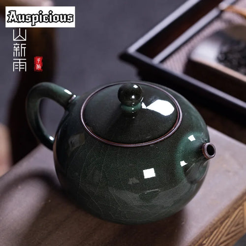 Artisan celadon crackle teapot 300ml longquan style luxury - vue 7 sur 7