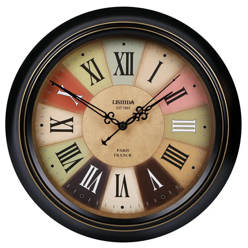 silent vintage wall clock classic metal design - vue 15 sur 26
