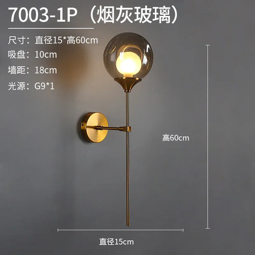 modern led wall light in the shape of a decorative ball - vue 12 sur 11