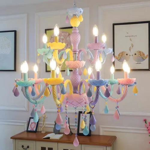 Kawaii crystal rainbow chandelier for children's bedroom decor - vue 5 sur 18