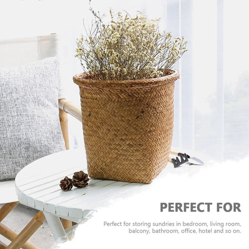 wicker trash basket for storage and waste - vue 7 sur 7