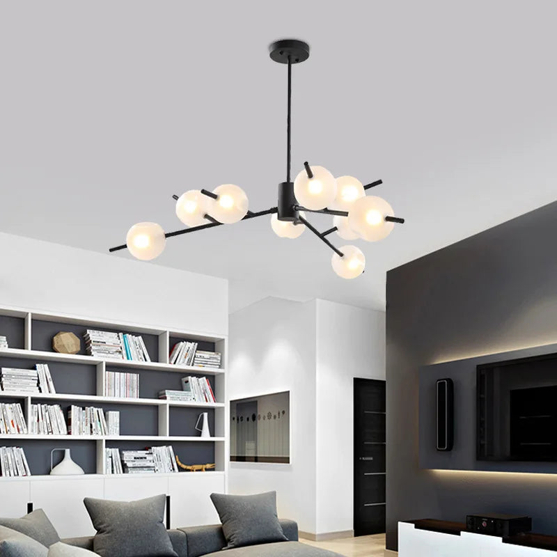 Modern minimalist glass bubble chandelier - vue 3 sur 12
