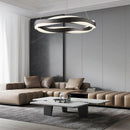 Modern LED chandelier with brushed crystal rings