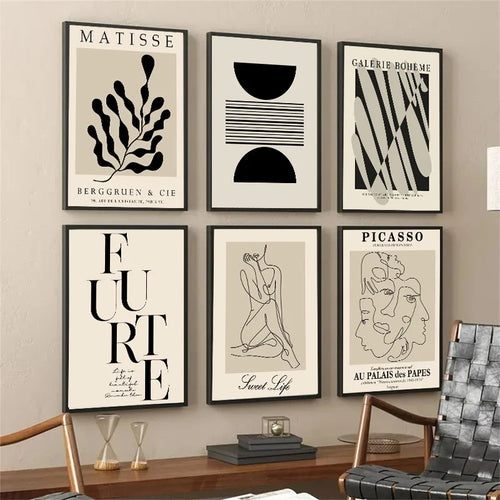 abstract bohemian geometric lines decorative woman wall print