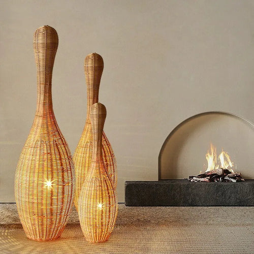 Wabi sabi bamboo floor lamp for unique interior decor