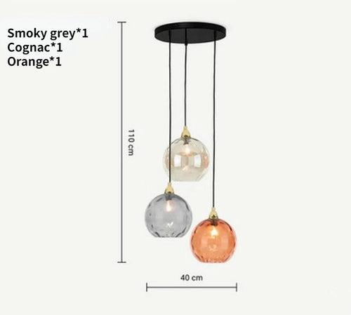 Nordic coloured glass globe pendant light water grain modern restaurant kitchen bedside lamp - vue 25 sur 29