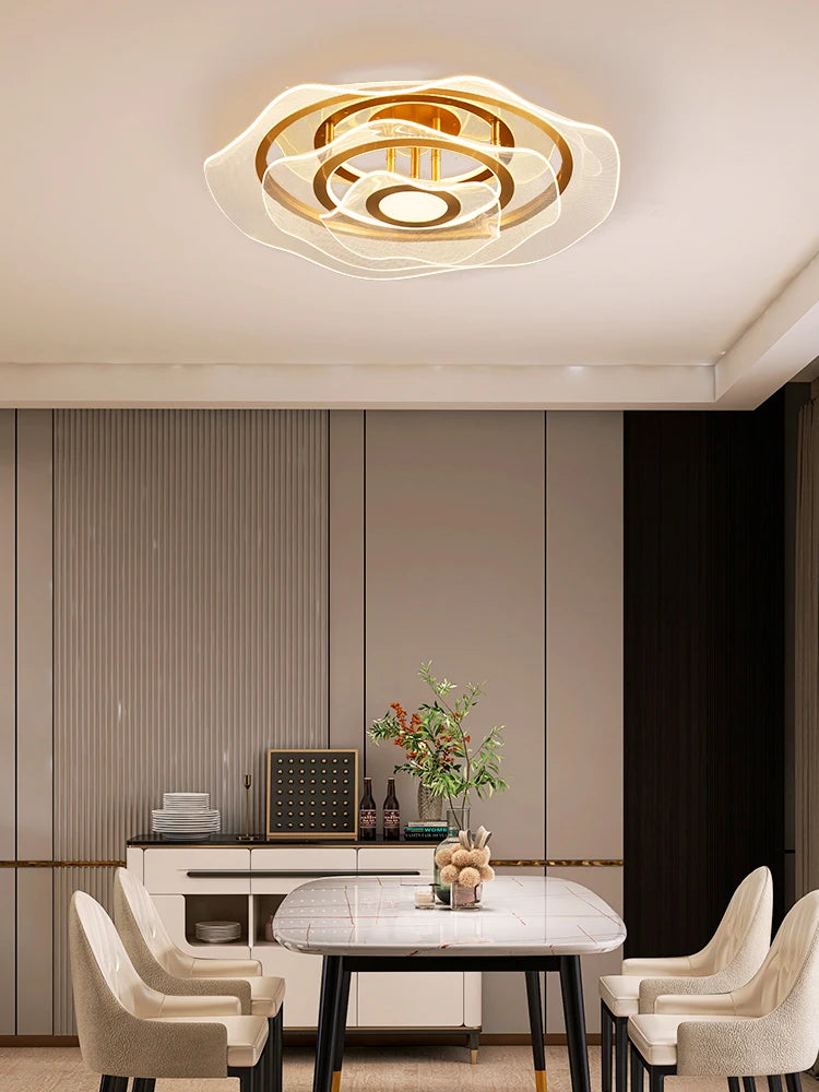 Luxury gold LED chandelier for stylish interiors - vue 4 sur 12