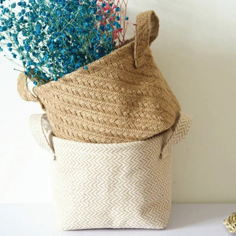 multifunctional woven burlap storage basket