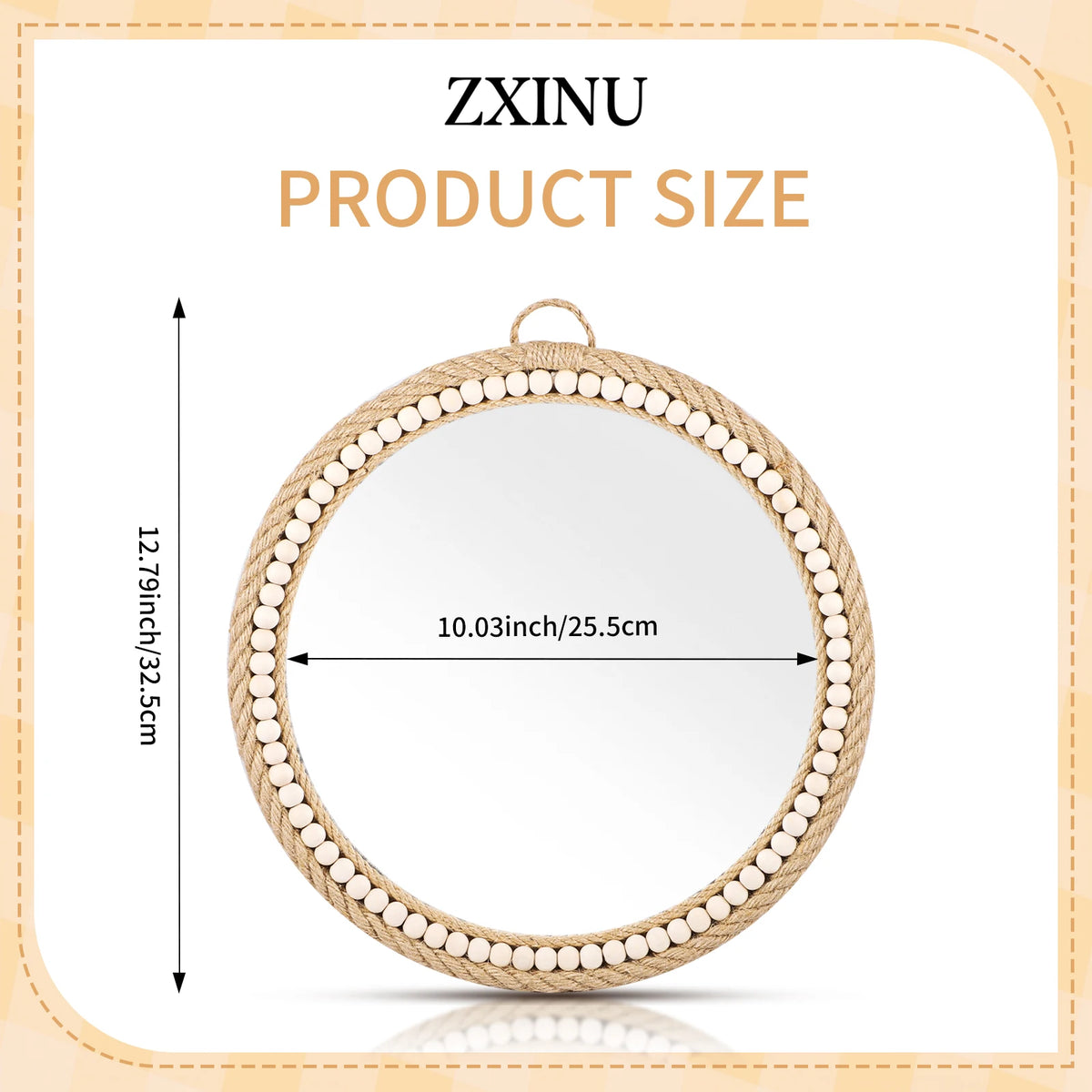 Decorative rattan wall mirror boho style hanging - vue 6 sur 6