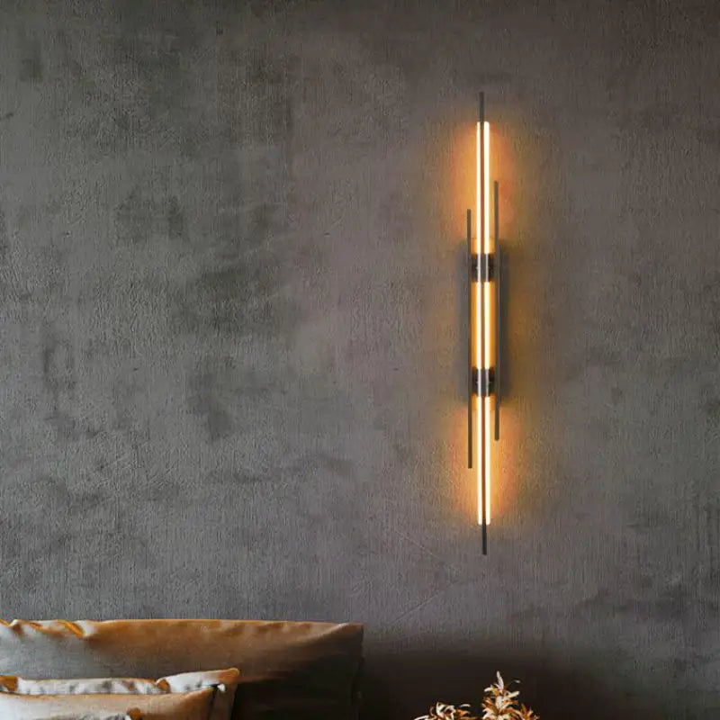 Elegant vertical LED iron wall light for interiors
