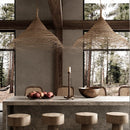 Retro woven bamboo pendant light for Asian-inspired interiors