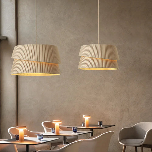 Minimalist handmade fabric chandelier wabi sabi style - vue 2 sur 14