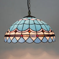 Retro tiffany pendant light baroque pearl stained glass chandelier 16' sea blue brown