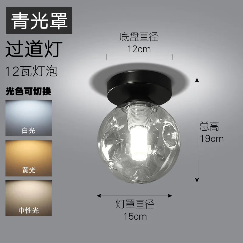 Nordic glass ball ceiling light industrial style home decor - vue 8 sur 8