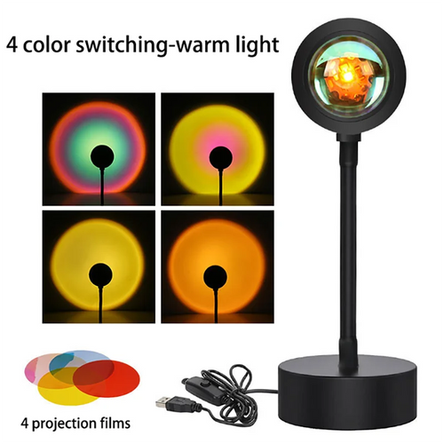 LED sunset lamp night light projector mood lighting - vue 5 sur 9