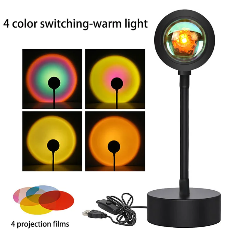 LED sunset lamp night light projector mood lighting - vue 5 sur 9