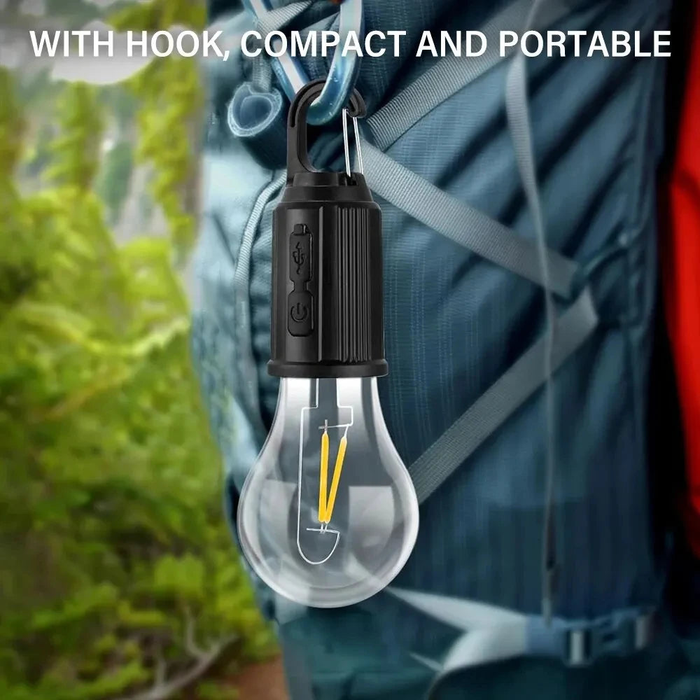 Rechargeable USB waterproof camping lamp with 3 lighting modes, portable