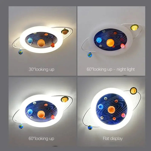 sandyha ceiling light for children with astronauts and planets led - vue 5 sur 11
