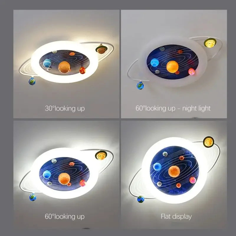 sandyha ceiling light for children with astronauts and planets led - vue 5 sur 11