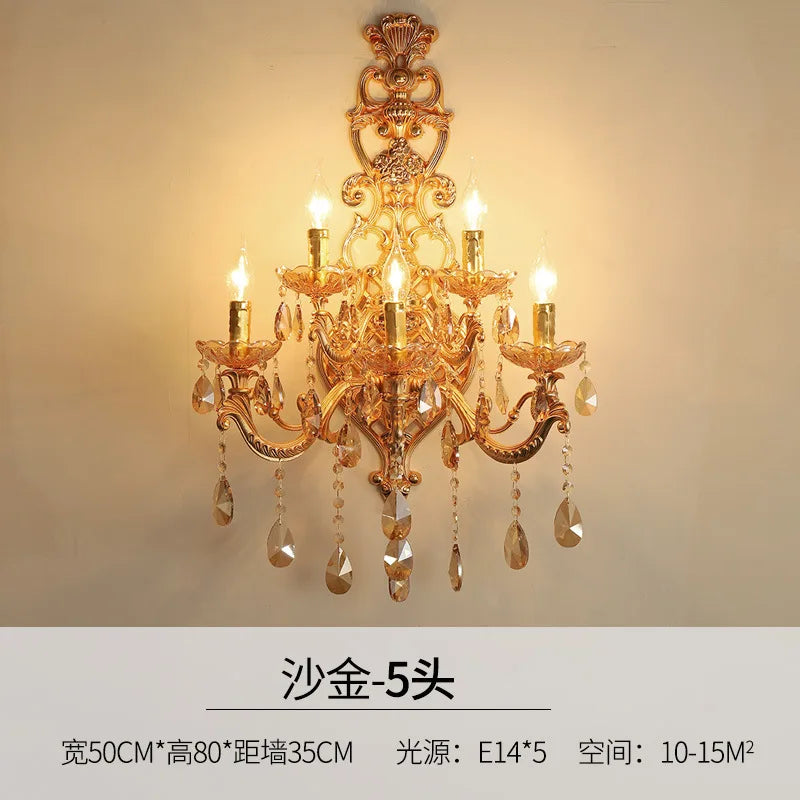 Elegant gold crystal wall light with five heads for stylish interiors