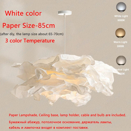 Minimalist paper LED chandelier for DIY indoor lighting - vue 11 sur 12