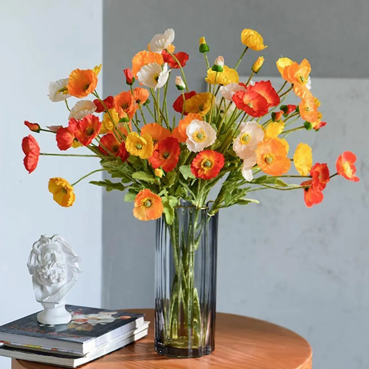 Artificial poppy flower bouquet for home, garden, and party decoration
