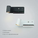 Modern LED wall light with USB and wireless charging