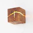 Handmade solid wood and resin LED wall light