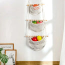 macrame hanging baskets set of three storage tiers