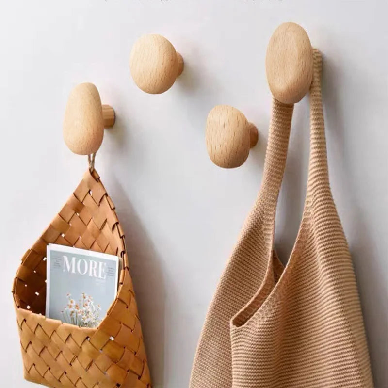 natural wood wall coat rack for decorative storage