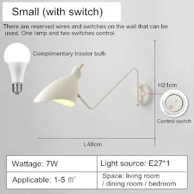 Adjustable long arm creative LED wall light - vue 11 sur 11