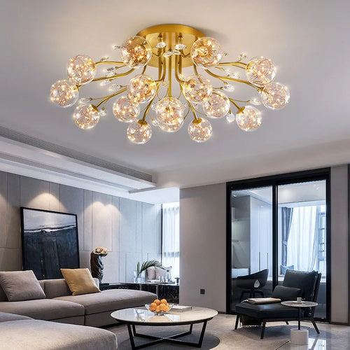 Luxury nordic crystal flower glass LED decorative chandelier - vue 4 sur 9