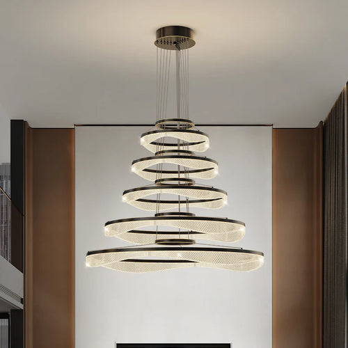 Modern acrylic LED pendant chandelier - vue 2 sur 20